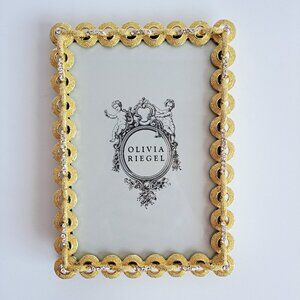 NEW Olivia Riegel Picture Frame Gold Tone Circles with Crystals 4x6